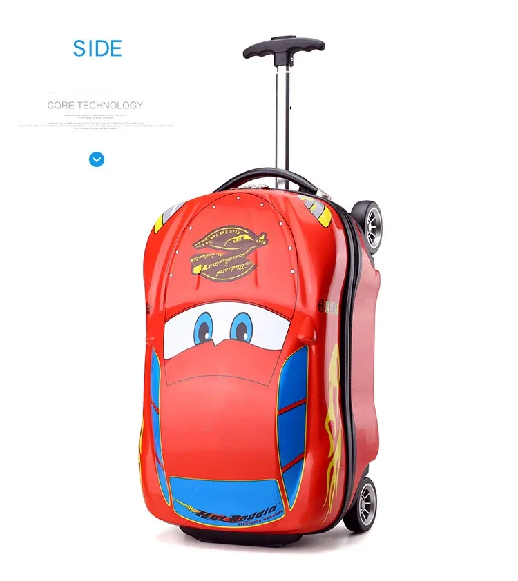 valise de voyage 3d pour enfants, valise à roulettes avec voiture, dessin animé, pour garçons