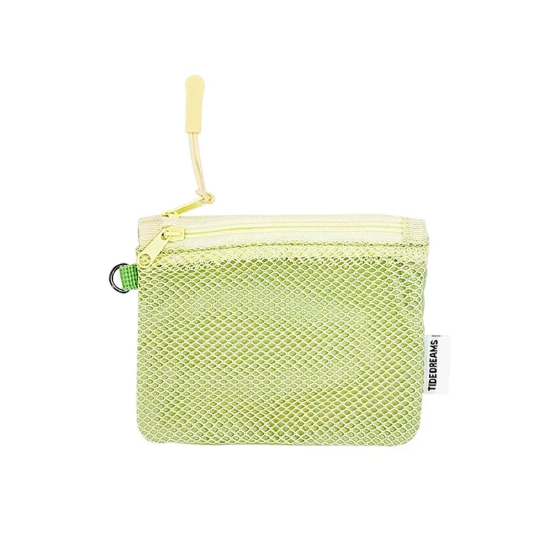 sac de rangement de maquillage de voyage portable simple, sac en maille à fermeture éclair double couche, rangement d'articles divers légers, porte-monnaie carré polyvalent