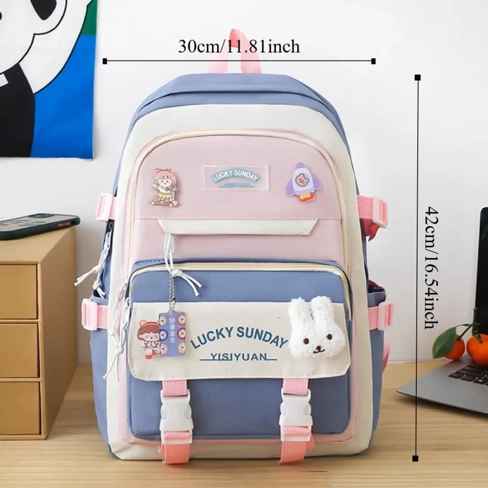 ensemble de 5 pièces de sac à dos de grande capacité, sac à bandoulière multifonctionnel respirant, sac à crayons à boucle, sac d'école