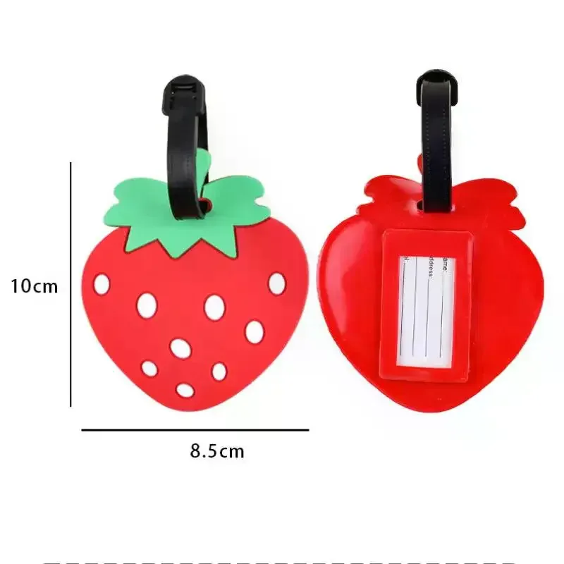 étiquette de bagage créative en forme de fraise, 2 pièces, étiquette suspendue personnalisée, cintre de voyage, carte d'embarquement, nouvelle étiquette de bagage en caoutchouc souple en pvc