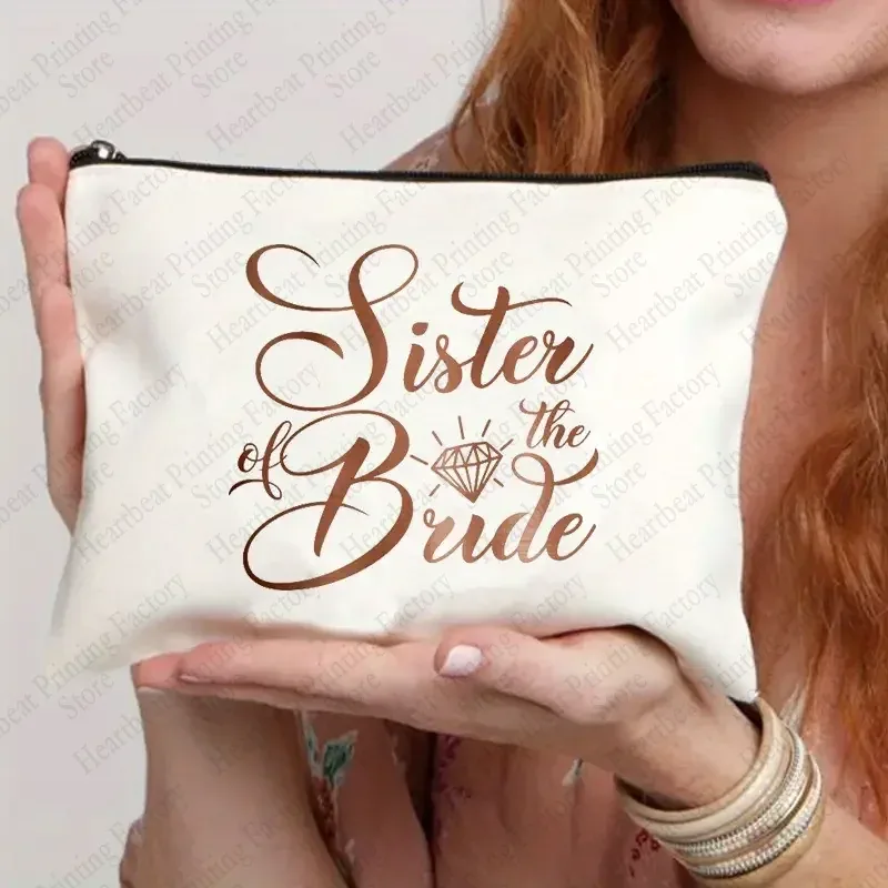 trousse de maquillage de mariée de mariage, sacs à cosmétiques pour enterrement de vie de jeune fille, pochette de rangement de fête, cadeaux de toilette de demoiselle d'honneur, meilleur cadeau pour les mariées