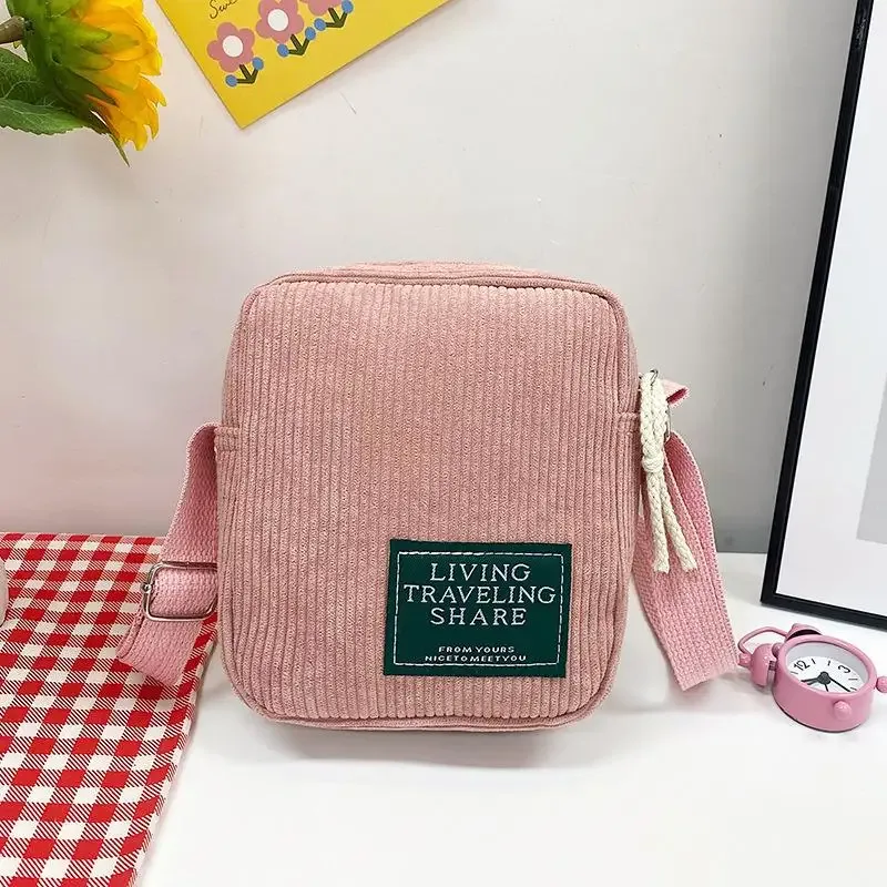 petit sac bandoulière en velours côtelé, sangle réglable, plusieurs options de couleurs, pour un usage quotidien, les voyages et le shopping
