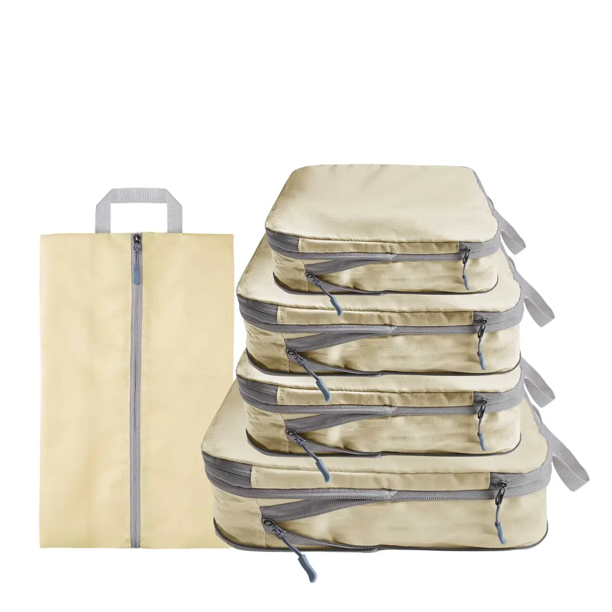 organisateur voyage beige clair motifs palmiers vagues grande capacité sac rangement nylon résistant eau polyvalent femmes