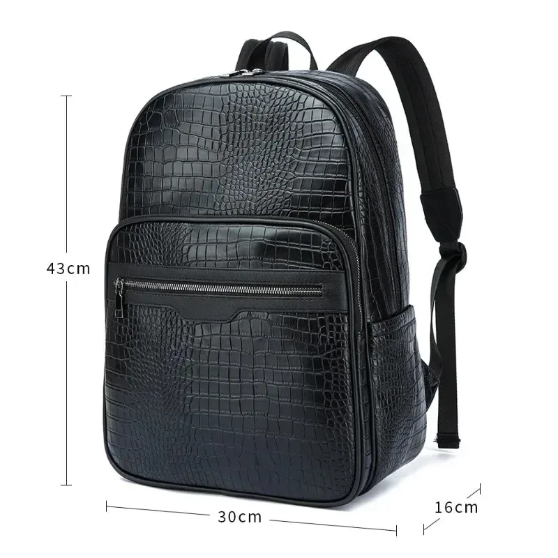 mode hommes sac à dos de luxe alligator cuir sac à dos hommes 14 pouces sacs à dos d'ordinateur portable mâle grande capacité sacs de voyage softbacks