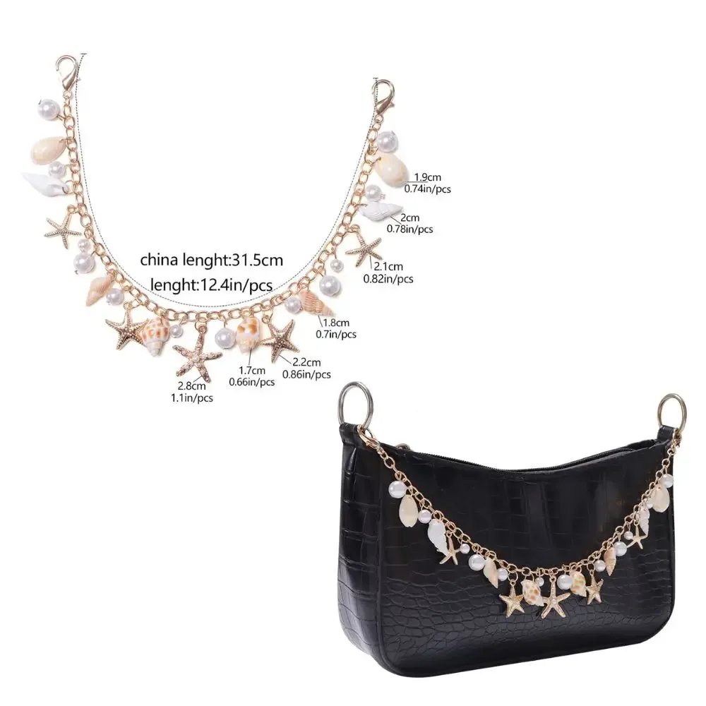 y2k – sangle en chaîne de perles en métal pour sacs, chaîne de sac multicouche pour sac à main, poignées de bricolage, pendentif étoile, sac à bandoulière, accessoires de chaîne