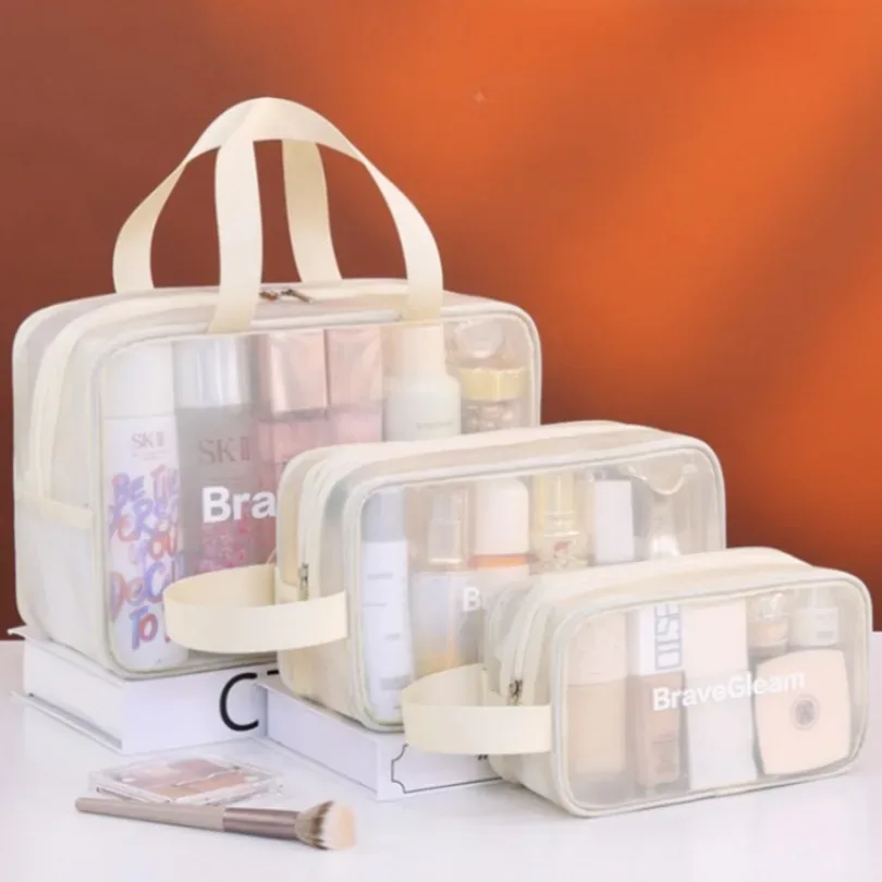 ensemble de sacs de maquillage respirants en maille multi-tailles avec fermeture éclair, sac cosmétique de voyage portable, organisateur de rangement pour articles de toilette pour femmes.