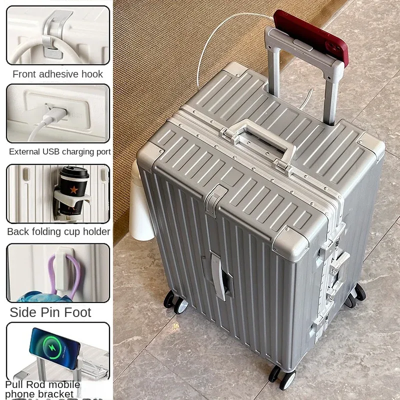 valise grande capacité 30 pouces, robuste et durable, en abs+pc, avec cadre en aluminium, valise à roulettes cabine 20 pouces, bagage à main