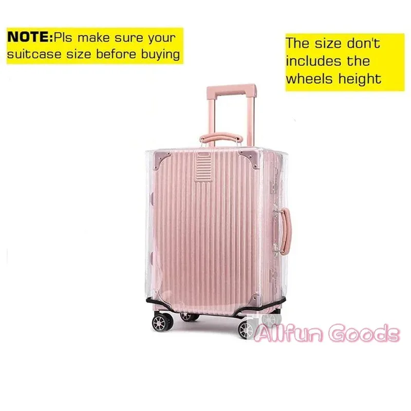 housse valise protection nylon transparente voyage rose rayures verticales pods leger compact angles droits pods cabine
