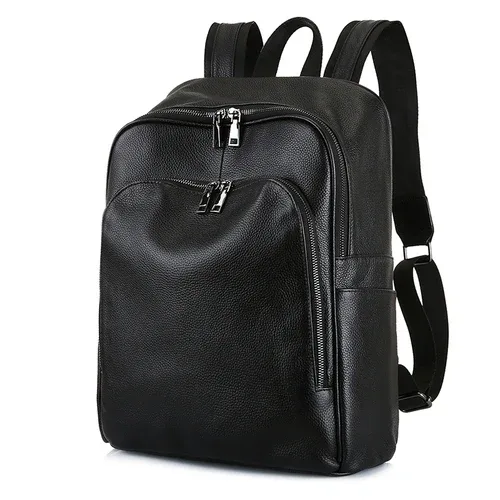 sac à dos coréen fait à la main pour homme, design simple, 100% cuir naturel, sac pour ordinateur portable 15 pouces, grand sac à dos en cuir de vachette noir, sac de voyage