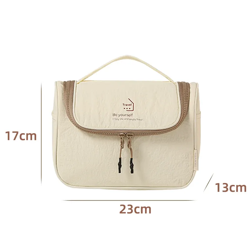 sac de toilette en taslon, imperméable pour voyage, sac de maquillage portable pour femmes, grand espace de rangement pour articles de toilette.