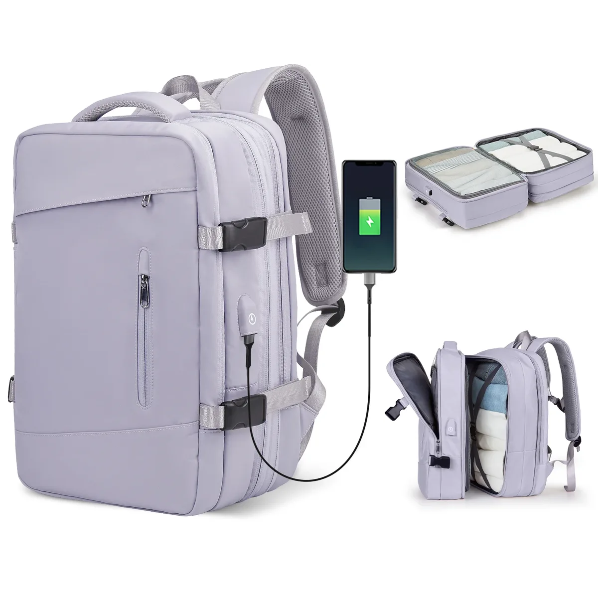 sac à dos de voyage pour ordinateur portable, sac à dos de transport extensible extra large de 25 à 40 l pour femmes et hommes, sacs à dos pour ordinateur portable résistants à l'eau