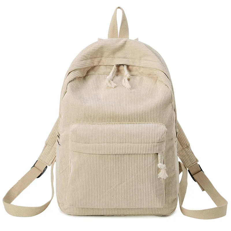 sac à dos simple en velours côtelé pour femmes, grande capacité, sacs d'école pour filles, sac de voyage portable pour adolescents, livre pour ordinateur portable