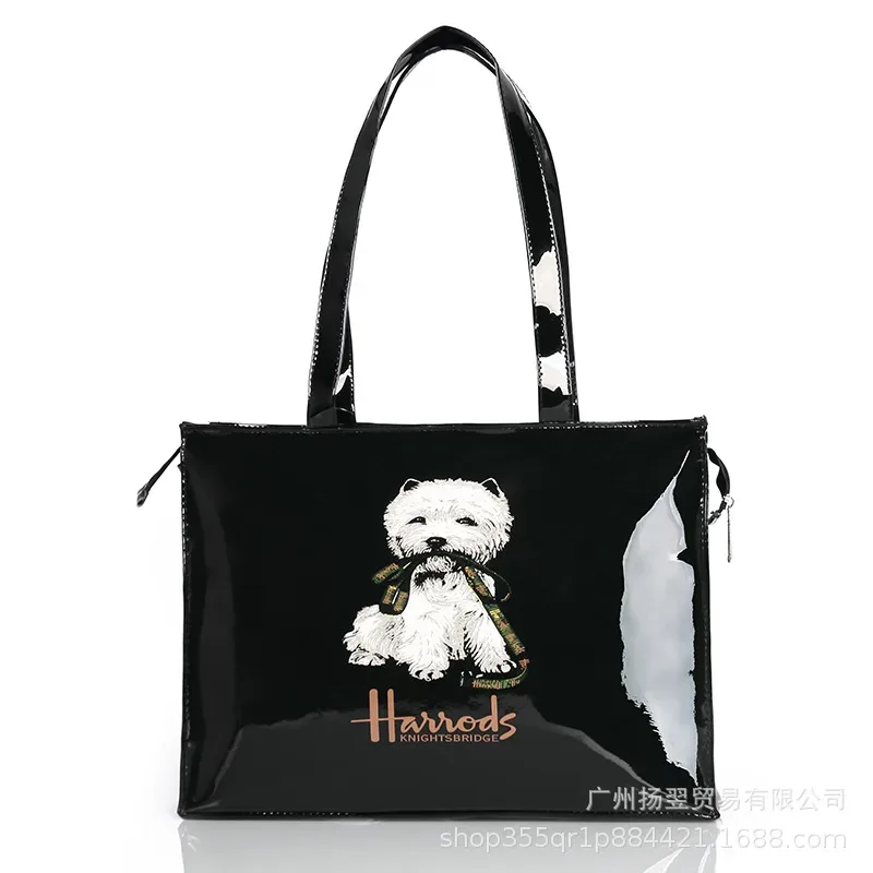 sac fourre-tout imperméable en pvc à imprimé cartoon pour femmes, sac à main décontracté et portable, sac pour le shopping, les trajets quotidiens et l'utilisation quotidienne en extérieur. ﻿