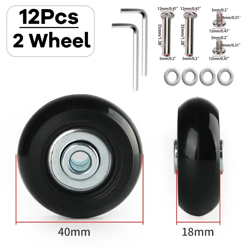 kit de réparation de pièces de valise, essieux de remplacement, roues de bagage de voyage silencieuses, roulettes, dia40 mm, 50mm, 60mm, 12 pièces, 24 pièces par ensemble