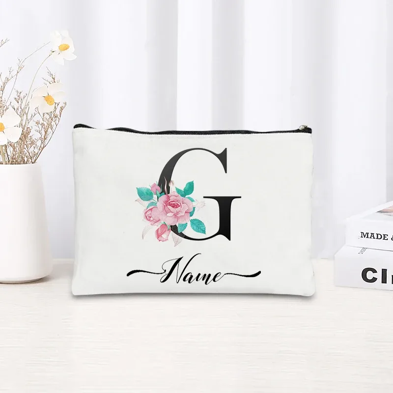 trousse de maquillage personnalisable avec nom, trousse de maquillage de voyage, trousse de maquillage pour mariage, trousse de maquillage individuelle, trousse de maquillage en toile pour fêtes, organiseur de cosmétiques, cadeaux pour femme