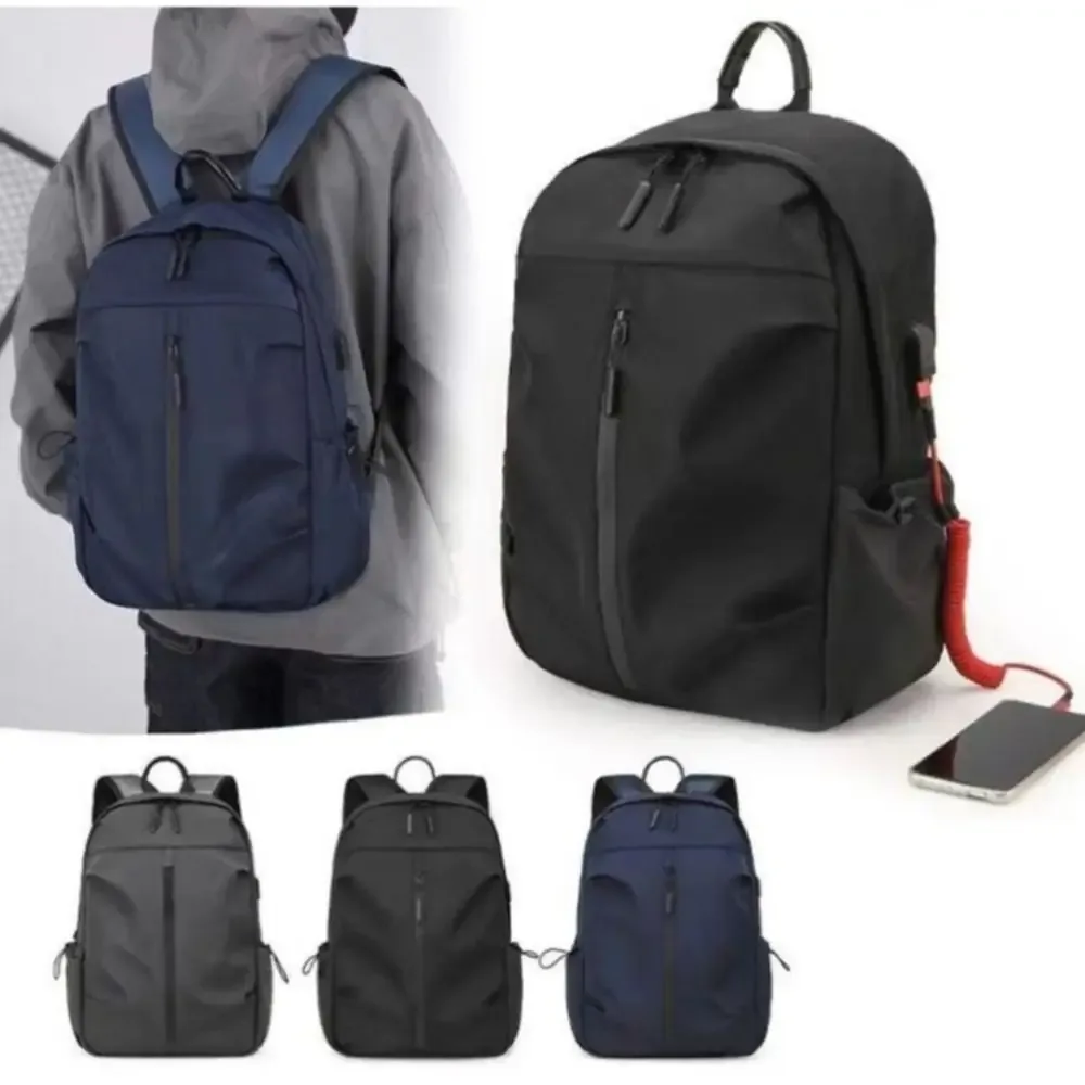nouveau sac à dos polyvalent en nylon gris, noir, bleu, grande capacité, sac pour ordinateur, sac d'école lavable, pour hommes et femmes