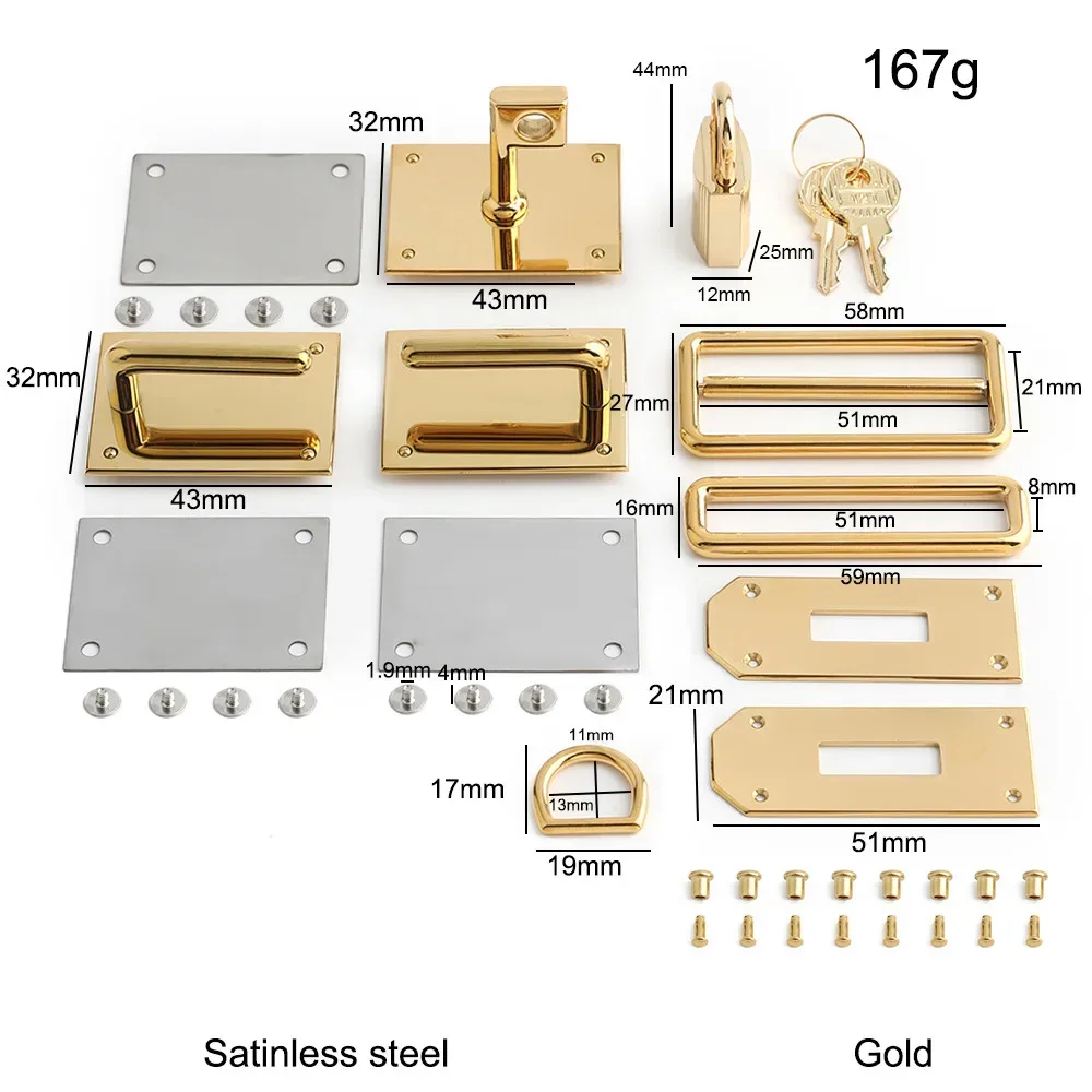 cadenas métal stainlesssteel gold silver rectangular oval round lock handbag shoulder purse accessoire voyage