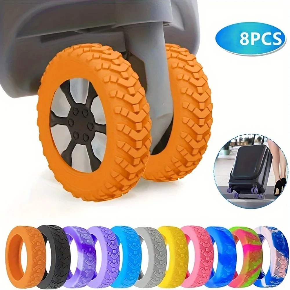 ensemble de protection de roues de bagages amélioré et épaissi, 8 pièces, kit de réparation de roues, kit de silencieux pour roues de bagages de remorque