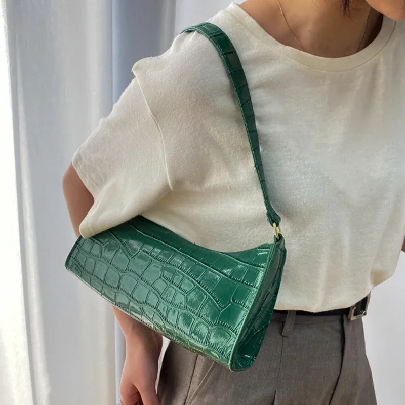 sacs à main et bourse rétro motif alligator pour femmes, petits sacs à bandoulière sous les aisselles, pochette fourre-tout en cuir pu de bonne qualité pour dames