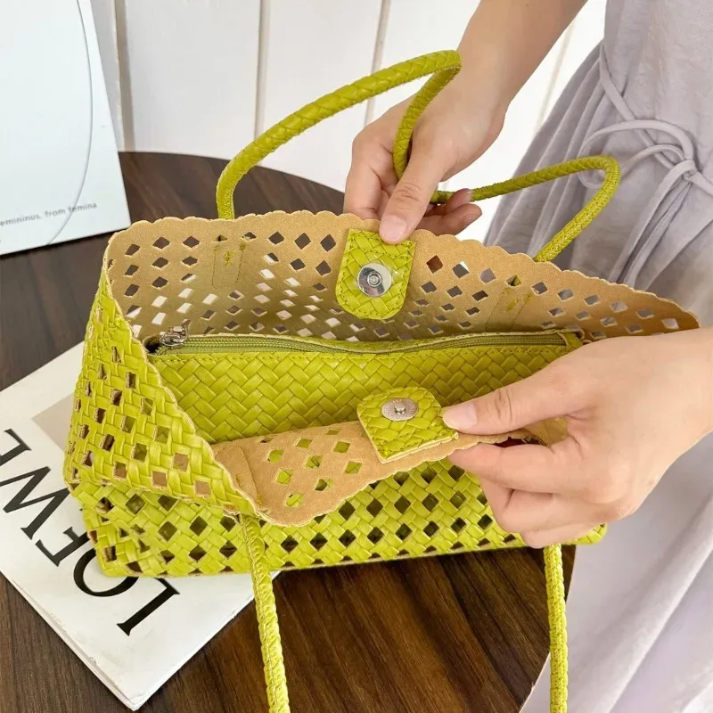 nouveau sac fourre-tout tressé creux tendance 2026 pour femme, grande capacité, sac à main porté épaule pour l'été