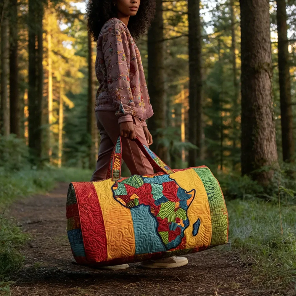Sac de voyage 3D matelassé Afrique pour femme, sac de week-end bohème avec imprimé carte des femmes africaines, bagage cabine, sacs de festival uniques