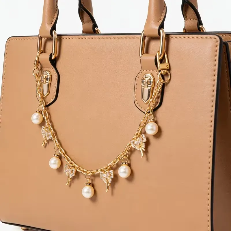 chaîne de sac à main tendance avec pendentif champignon doré et perle pour sacs fourre-tout, sacs à bandoulière et sacs à main pour femmes