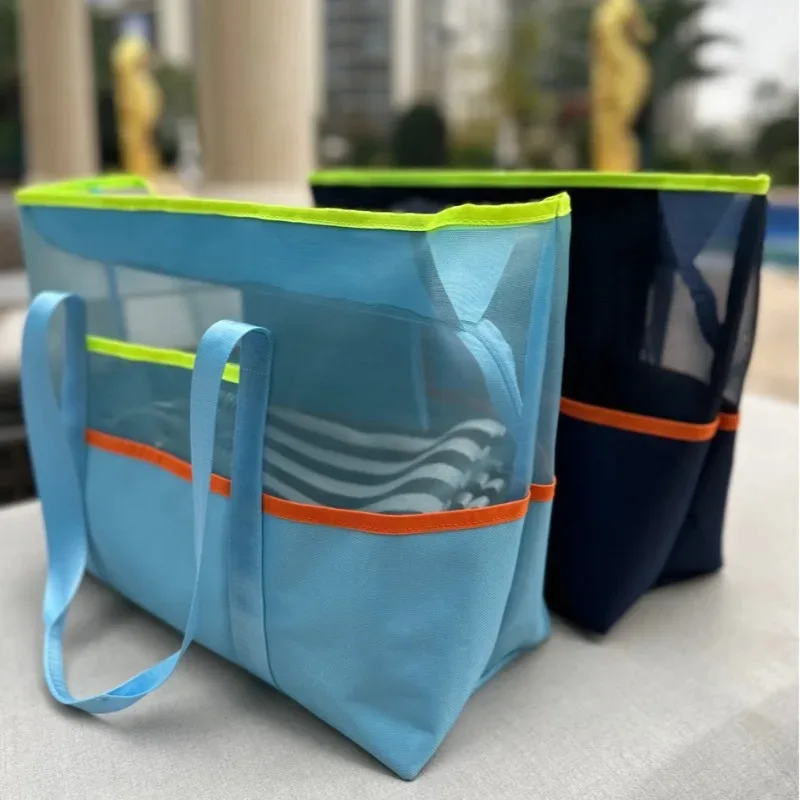 sac de plage étanche et organisateur de toilette de voyage, 1 pièce, sac de rangement de sable en tissu oxford avec poches zippées