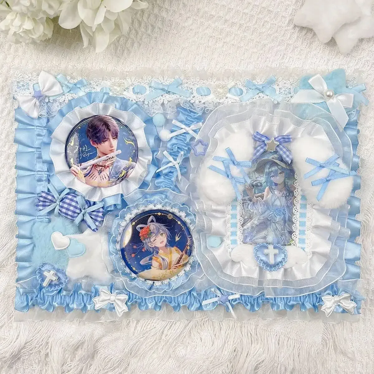 accessoires pour sac ita : porte-cartes et porte-badges anime, organisateur de broches et épingles en ruban et dentelle, insert décoratif pour sac ita, présentoir et rangement pour badges