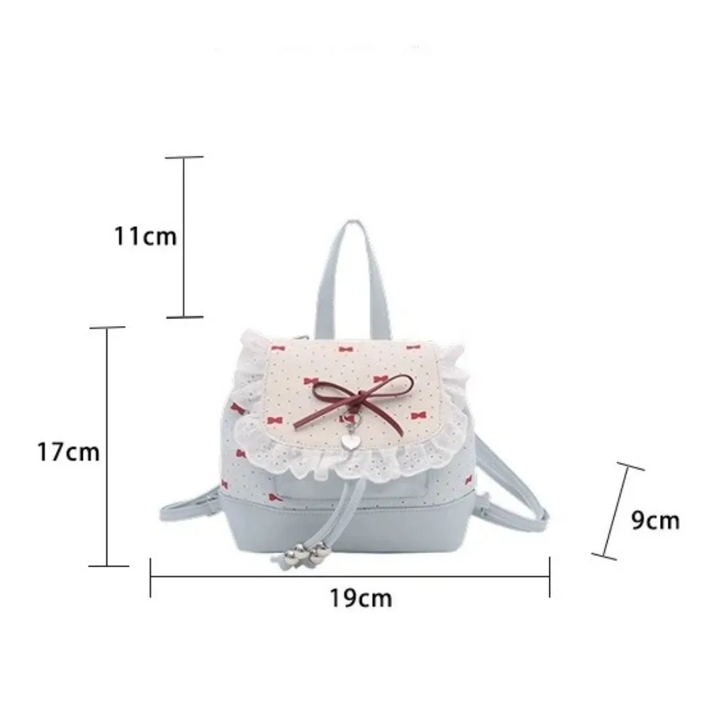 sac à dos mini léger à pois avec nœud papillon et dentelle tendance pour femme