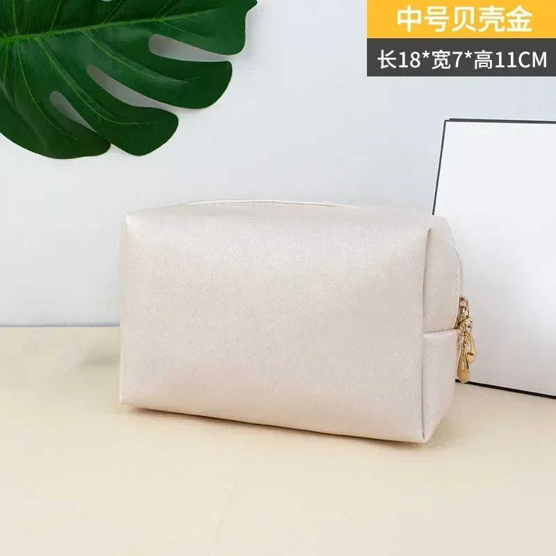 sacs à cosmétiques en cuir pu avec fermeture éclair pour femme, trousse de maquillage, étui à rouge à lèvres, trousses de toilette étanches, petit et grand, mode féminine, 1pc