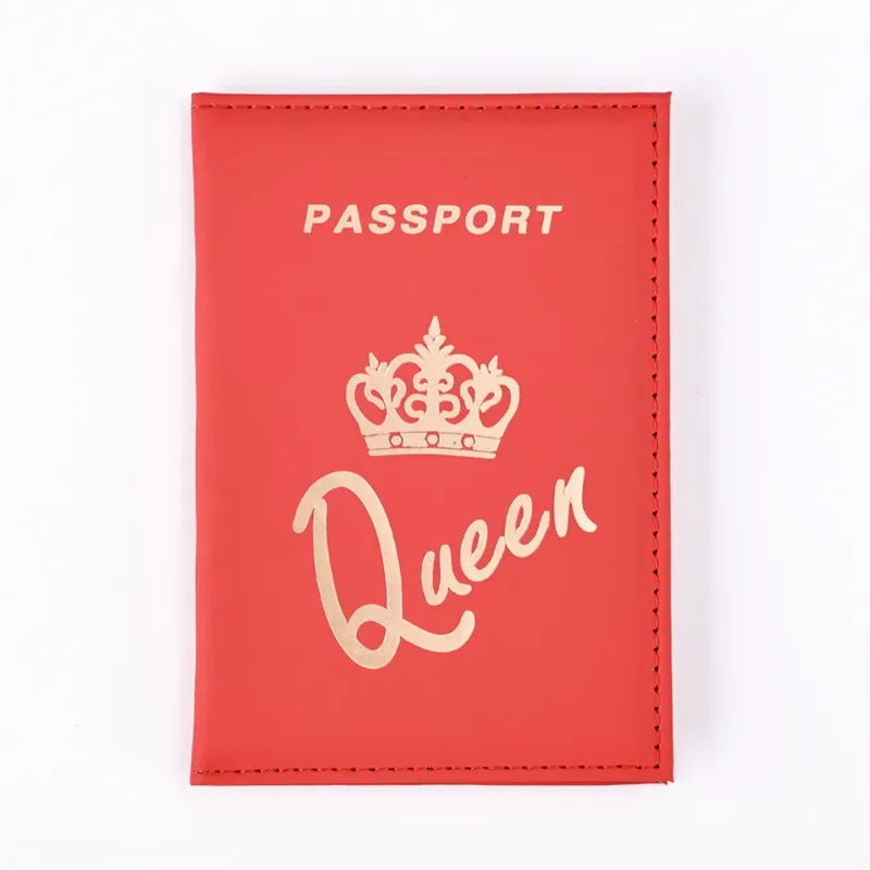 mode reine roi couverture de passeport pour femmes voyage passeport étui en cuir rose mignon passeport portefeuille sac à main fille porte-passeport