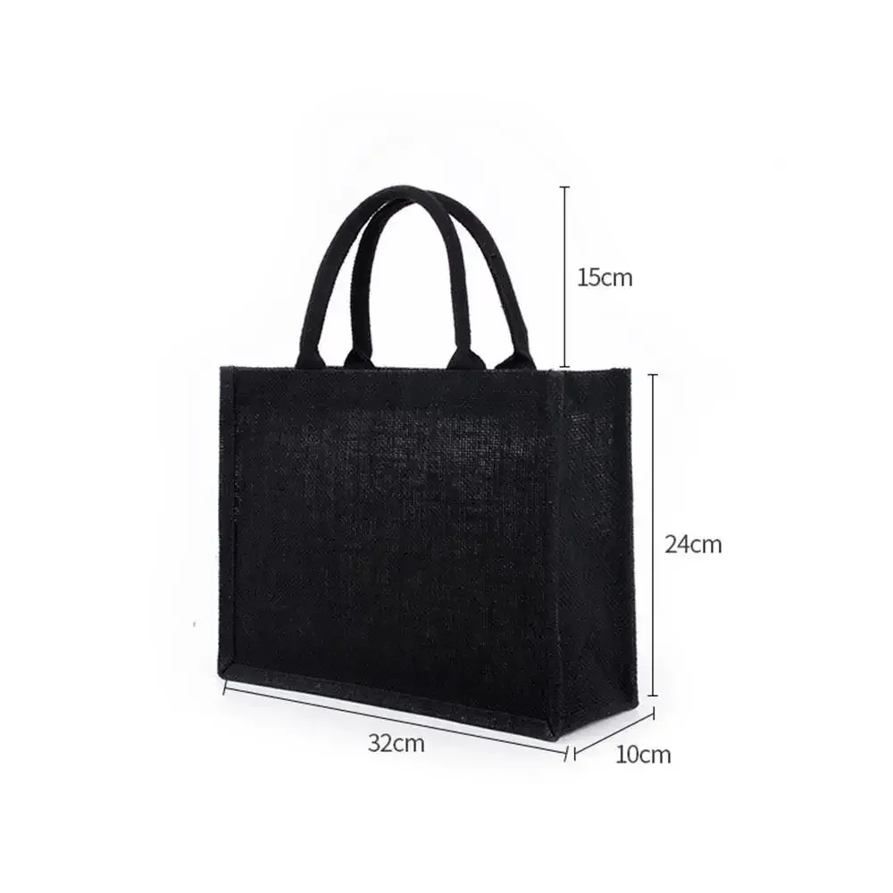 sac fourre-tout en toile de jute imperméable vintage, sacs en bambou, sac à main beige décontracté de grande capacité, sacs de plage portables, sacs d'évaluation de voyage