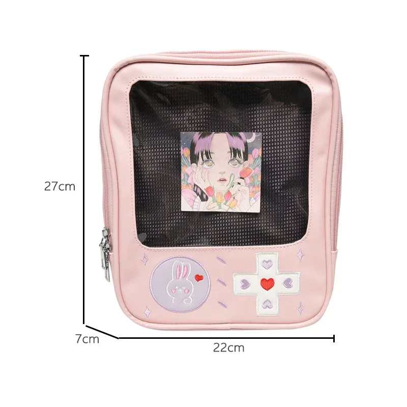 y2k mignon clair itabag femmes lolita sac à dos kawaii fille sac à bandoulière bricolage affichage poche transparente poupée japonaise fourre-tout sac à main