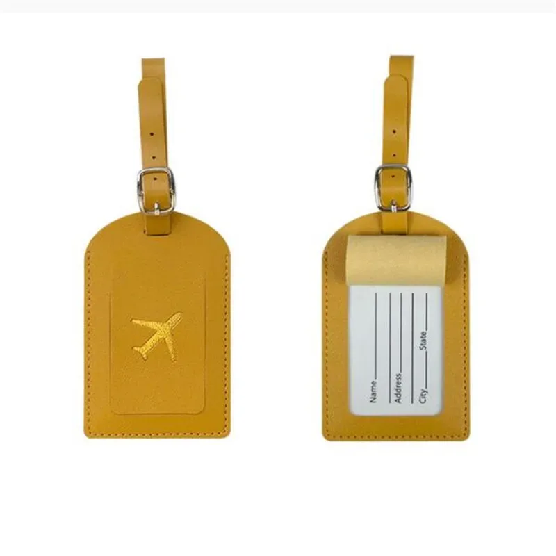 étiquette de bagage en cuir pu pour hommes et femmes, adresse de valise mignonne, étiquette de sac d'embarquement de bagages, porte-adresse d'identification de nom, accessoires de voyage