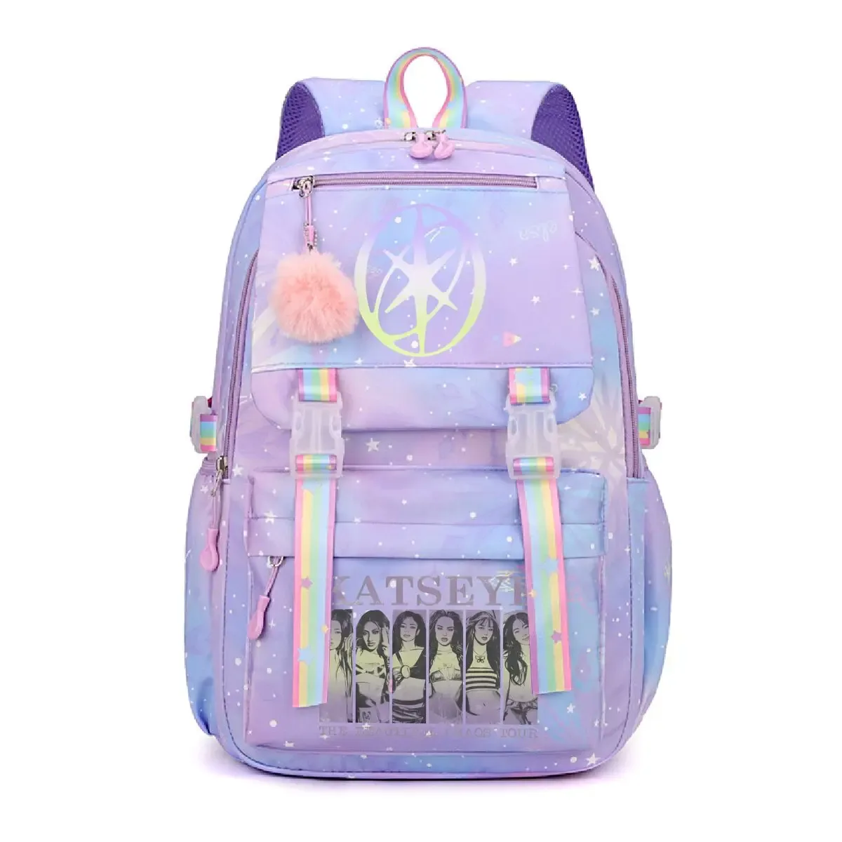 sac à dos scolaire vintage coréen ulzzang pour enfants et adolescents, motif kpop girl group katseye, sac à dos pour femmes