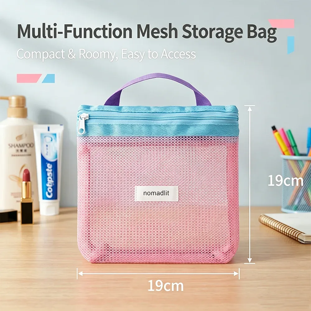 trousse de toilette portable, sac de voyage pour la natation, sac à cosmétiques, sac de voyage d'affaires, sac de plage en maille imperméable, sac de rangement pour le fitness