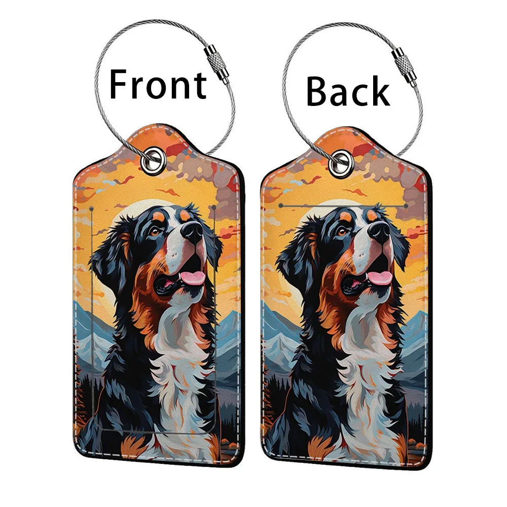 offre spéciale mignon chien en cuir affaires étiquette de bagage valise adresse étiquette bagages embarquement étui étiquette nom id adresse clip