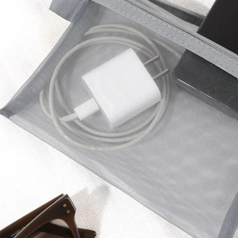 3 pièces sac cosmétique femmes maille sac de maquillage avec fermeture éclair organisateur rouge à lèvres brosse sacs transparents étudiant trousse de toilette sac