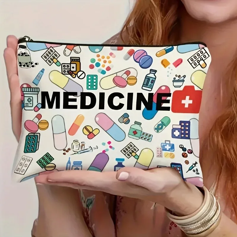 sac de voyage cosmétique sur le thème des médicaments-organisateur de maquillage pliable à fermeture éclair, cadeau pour les professionnels de santé, sac à cosmétiques