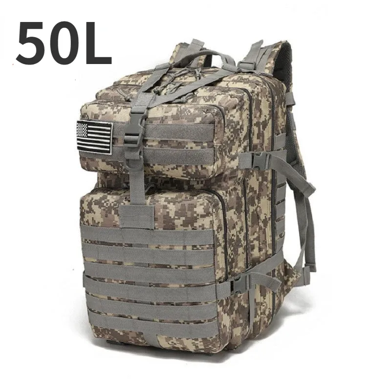 sac dos nylon tactique camouflage beige bleu vert rose 50l randonnée camping sport extérieur