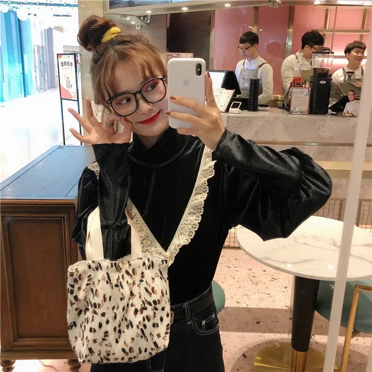 petit sac fourre-tout en velours côtelé de style coréen pour femmes et filles, mini sacs à main, sacs à lunch, shopping, grill, poudres à main, mignon