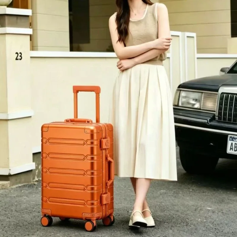 Valise de voyage de luxe en alliage d'aluminium-magnésium de 20 pouces, valise à roulettes, bagage, bagage à main expédié depuis l'UE
