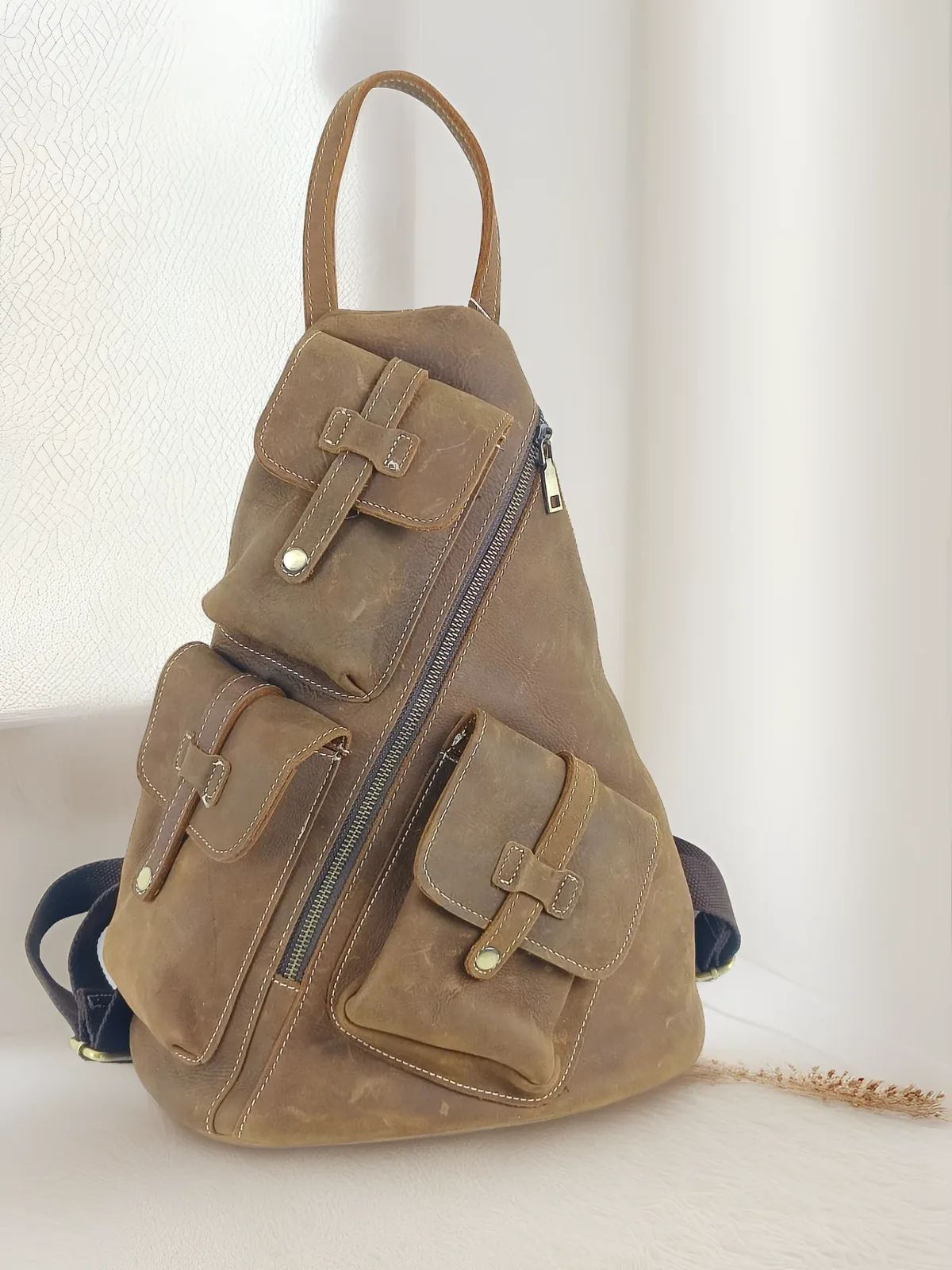 nouveau sac à dos décontracté en cuir de vache pour hommes, sac à dos vintage de grande capacité pour alpiniste, sac de voyage pour hommes