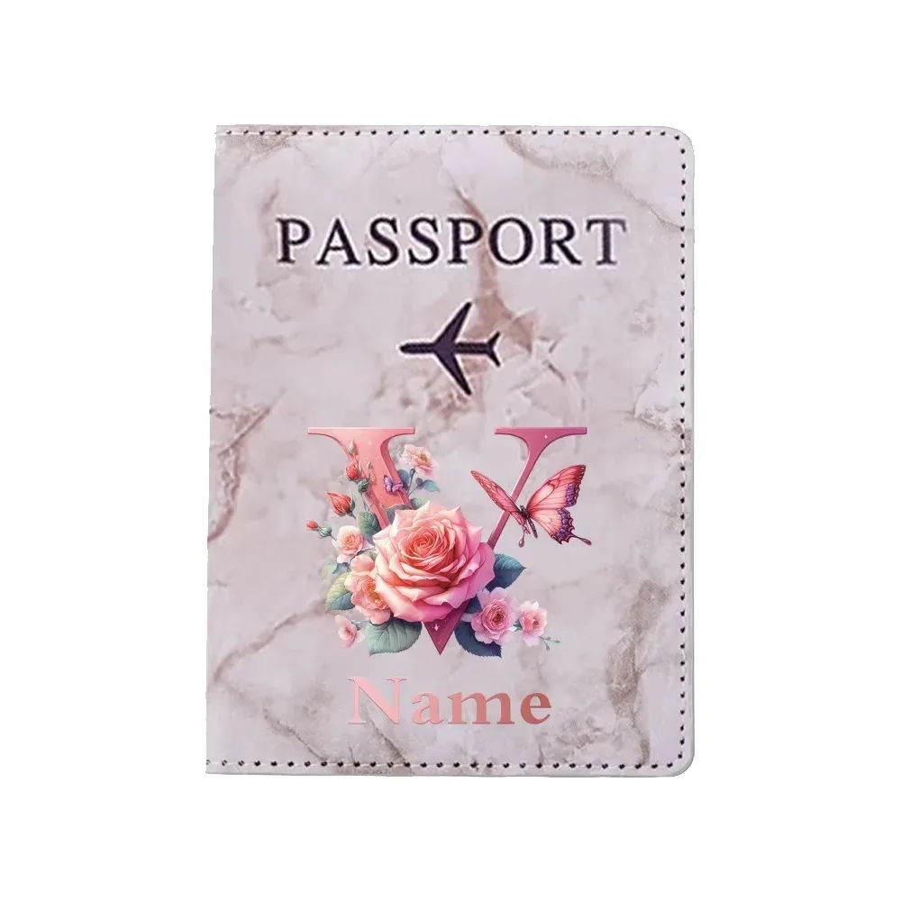 porte-passeport personnalisé avec lettres florales, nom personnalisé, pratique pour les voyages, les affaires, les mariages, cadeau
