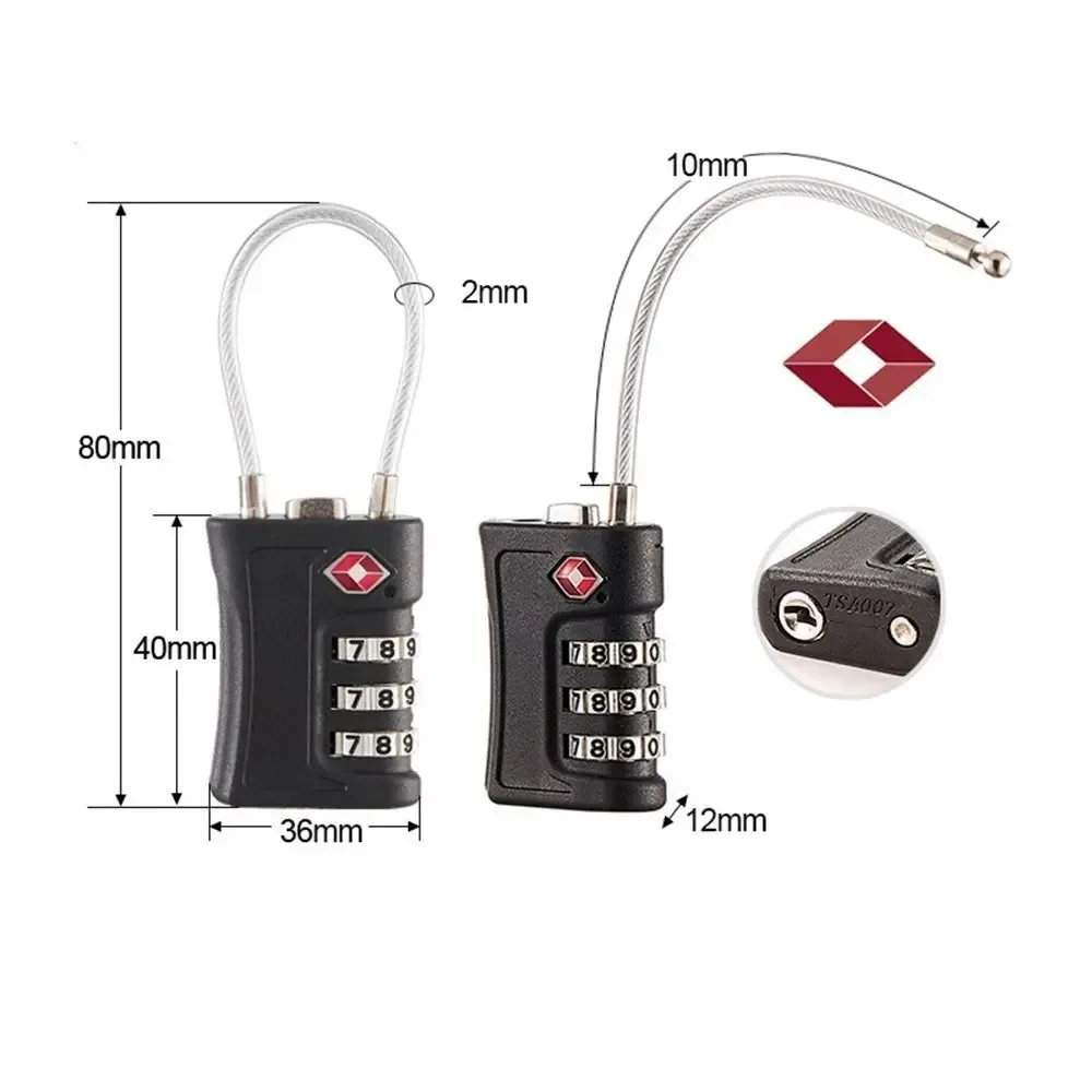 cadenas serrure tsa plastique code numérique antivol usage voyage couleur noir rouge jaune logo centralisée sécurité valise bagage