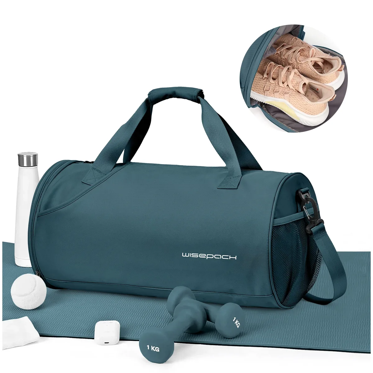 sac de sport pour femmes, sac de jour pour la salle de sport et le week-end, sac de voyage étanche avec compartiment pour chaussures et vêtements
