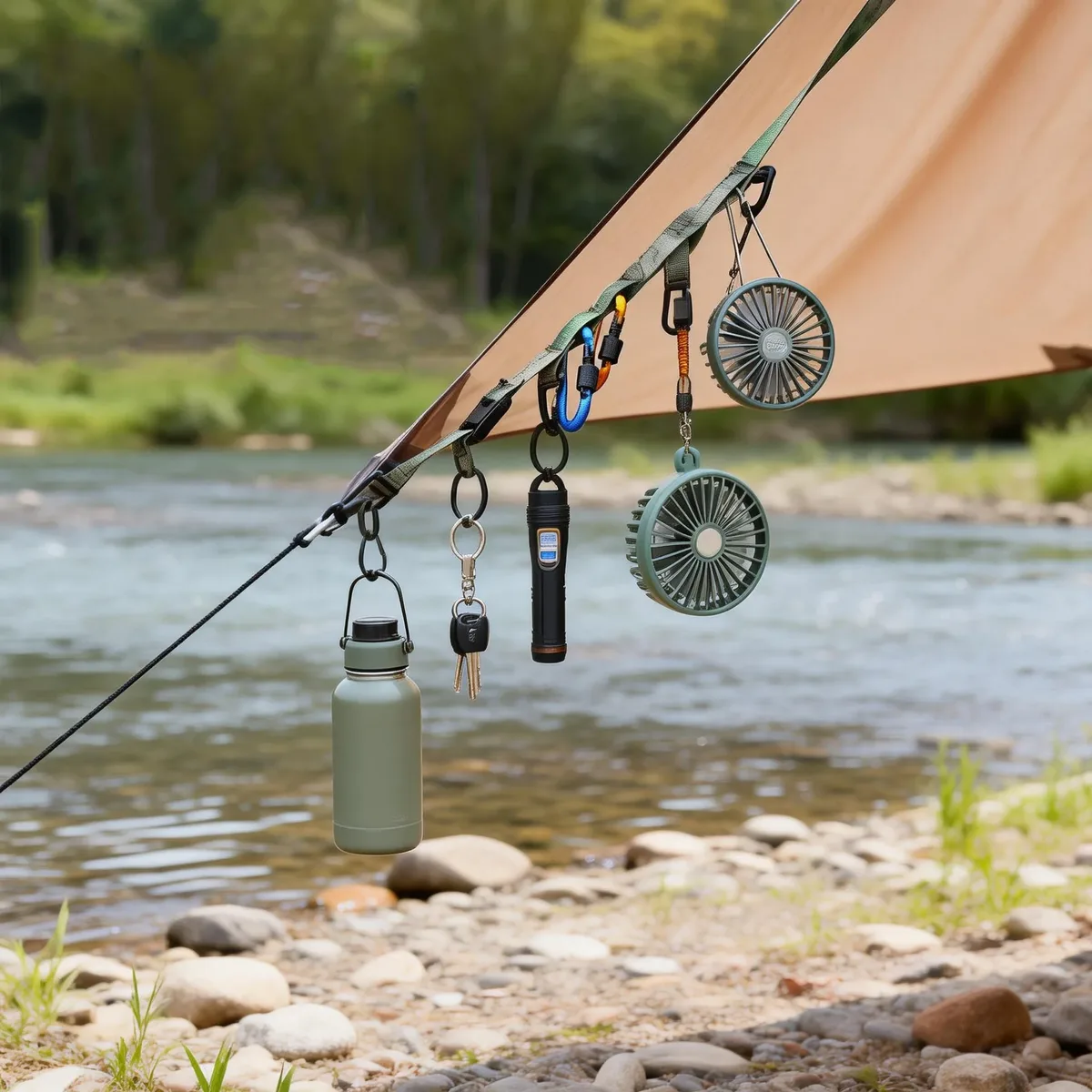 sangle de sac bandoulière réglable à dégagement rapide multifonction avec anneau de suspension pour camping en extérieur