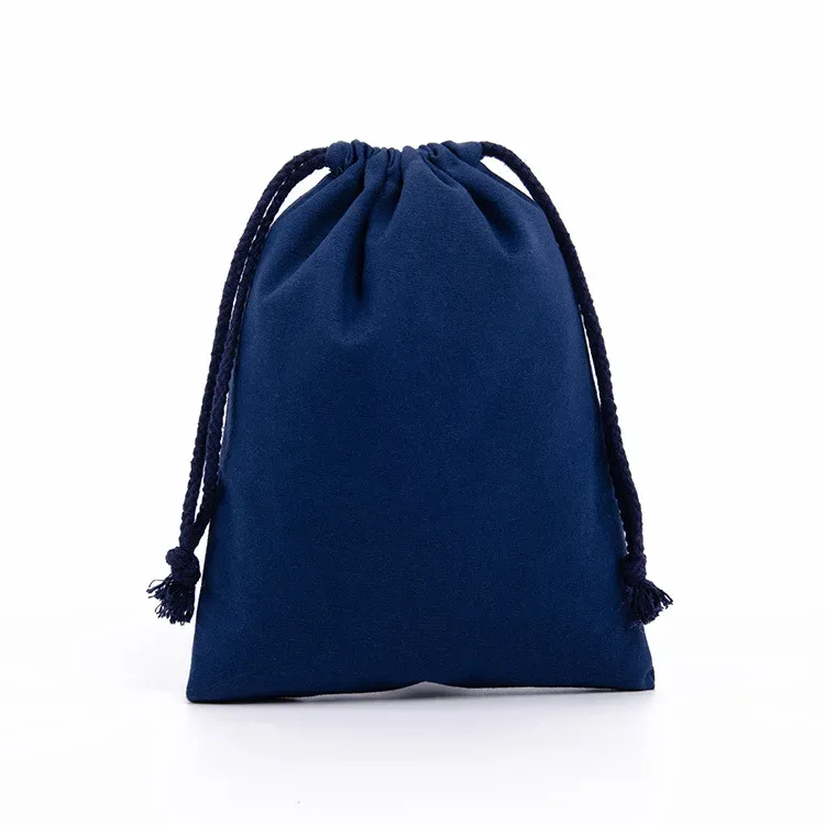 sac d'emballage en toile de coton et polyester avec cordon de serrage, personnalisable avec logo, blanc uni, pour cadeaux et rangement