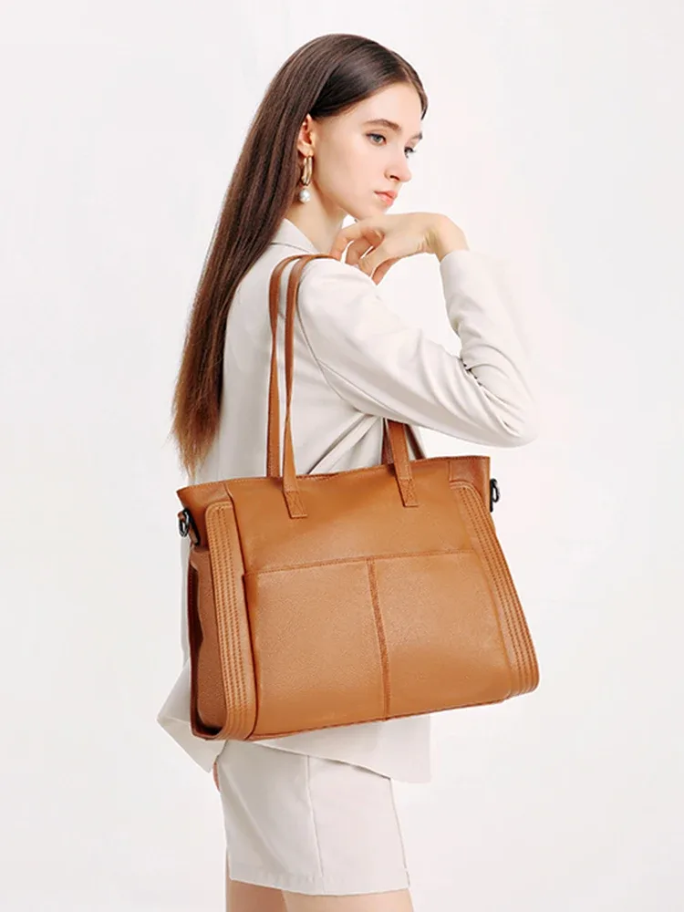 zency – sac à bandoulière en cuir véritable pour femmes, sac à bandoulière de grande capacité pour l'hiver, sac à main rétro vintage pour ordinateur portable, sac à bandoulière avec poignée supérieure