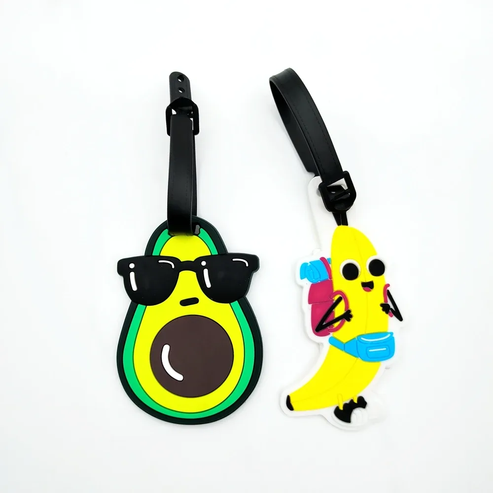 étiquette de bagage style banane, fruits mignons, avocat, pendentif, prévention des pertes d'aéroport, étiquette d'identification essentielle pour les voyages et les affaires, 1 pièce/2 pièces